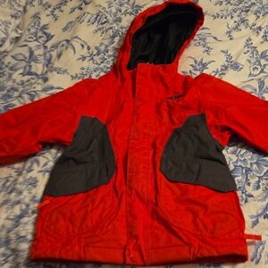 The North Face Kids Red and Black Raincoat. Full Zip With Hood. XXS 5.